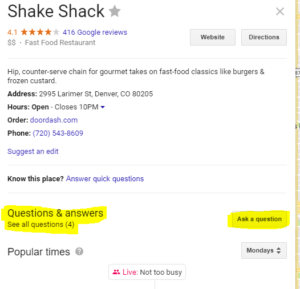 Example of Google Q & A